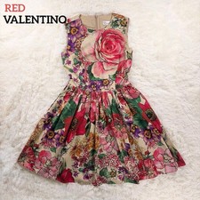 RED VALENTINO Flower Rose Flare Dress Women Size 38 Genuine