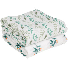 Baby Muslin Swaddle Blanket 70 Bamboo 30 Cotton Receiving Blanket 2Pcs, 47x47