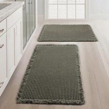 Non Slip Quick Dry Bath Mat Ultra Soft Waffle Weave Rug 17x24 Light Grey Absorbe