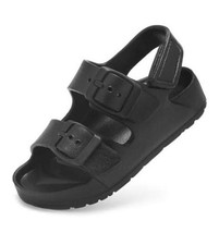 Toddler Boy Girl Sandals Buckle Adjustable Back Strap 7-8 Toddler Black-strap