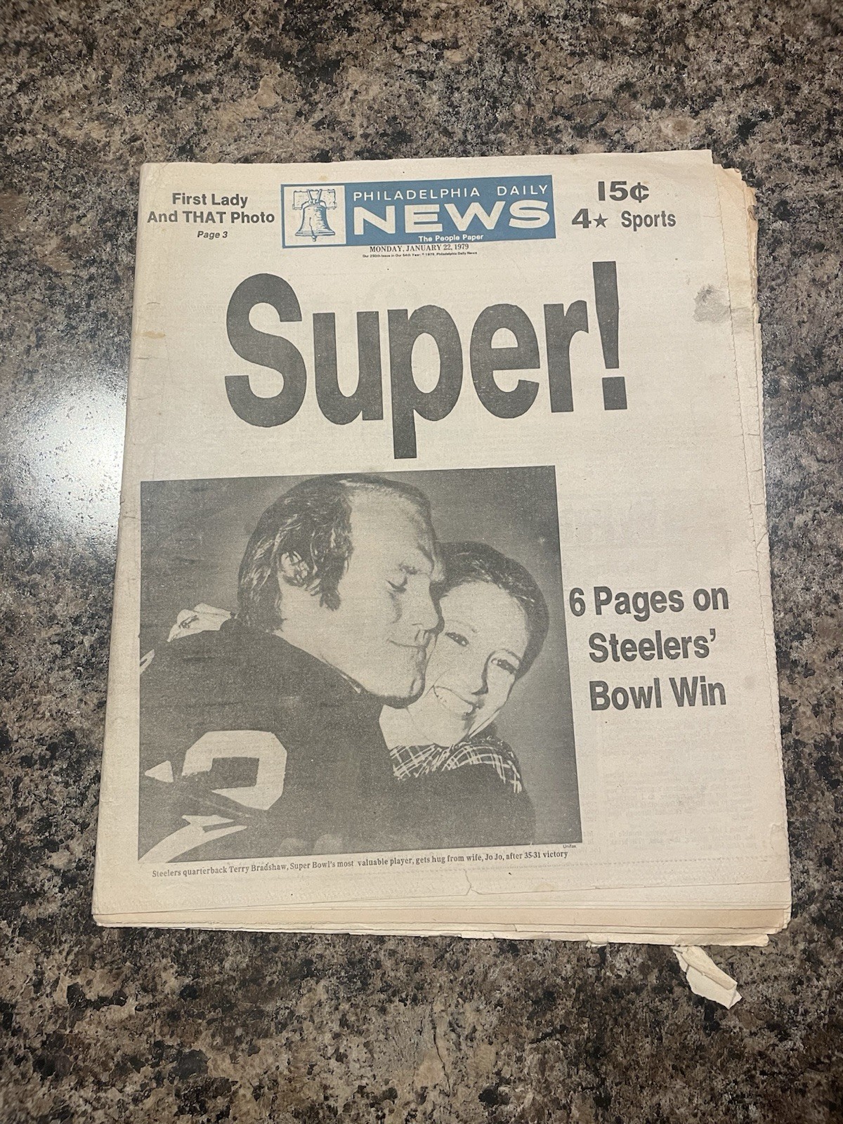 1979 Pittsburgh Steelers Super Bowl Champions Newspaper