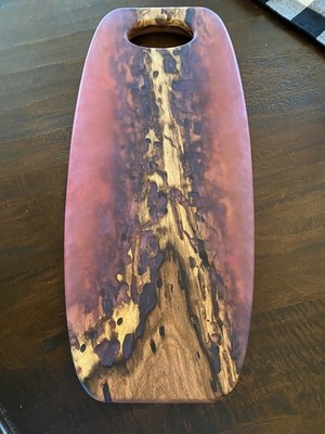 NEW CHARCUTERIE SERVING BOARD CUSTOM ROSE COLORED WOOD & EPOXY 18 x 8.25