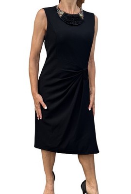 Teri Jon By Rickie Freeman Black Dress 8 Cocktail Jeweled Neck Old Money Elegant