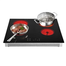 24" Built-in Electric Ceramic Cooktop 4 Burners Glass Stove Touch Control 6800W
