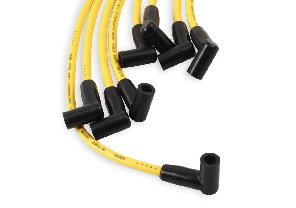 Juego de cables de bujía Accel 4048 - 8 mm - amarillo con botas estilo stock HEI Foto 3 de 4
