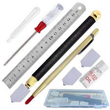 Glass Cutting Tool Kit with Oil Feed Carbide Tip Cutter Ruler Case