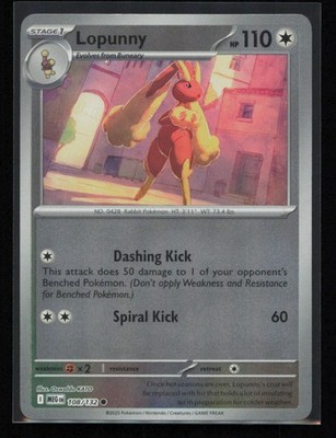 Lopunny 108/132 Pokemon Mega Evolution Common Near Mint Reverse Holo