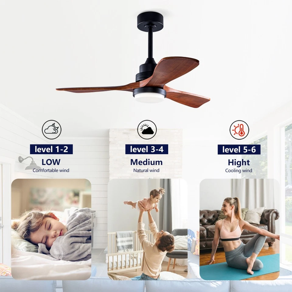 40/52/60/72 Inch Ceiling Fan Noiseless Reversible with Lights and Remote - Image 2 of 4