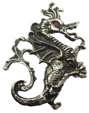 Dark Silver Tone Brass Large Dragon Pin Jacket Hat Bag Vintage