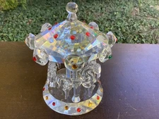 EUC Shannon Crystal By Godinger Merry Go Round Carousel horses jewel decorations