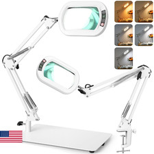 Veemagni 10X Rectangle Magnifying Glass with Light and Stand, 5 Color Modes Step