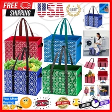 Assorted Color Reusable Grocery Bags - Heavy Duty, Foldable & Water-Resistant