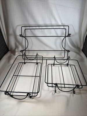 Lot of 3 Temptations Replacement Black Metal Wire Serving Racks 1 Sq 2 Rectangle