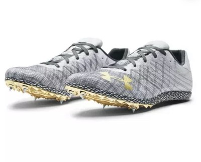 NEW NWOB Under Armour Sz 7.5 HOVR Shakedown Halo Grey/Pitch Grey Track Spike