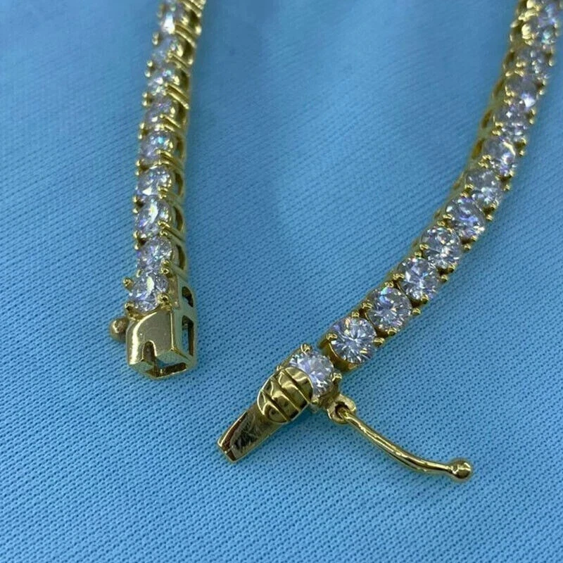 Lab Created Diamond 7.6Ct Round Cut 10K Yellow Gold Tennis Bracelet 7" inch - Image 3 of 4