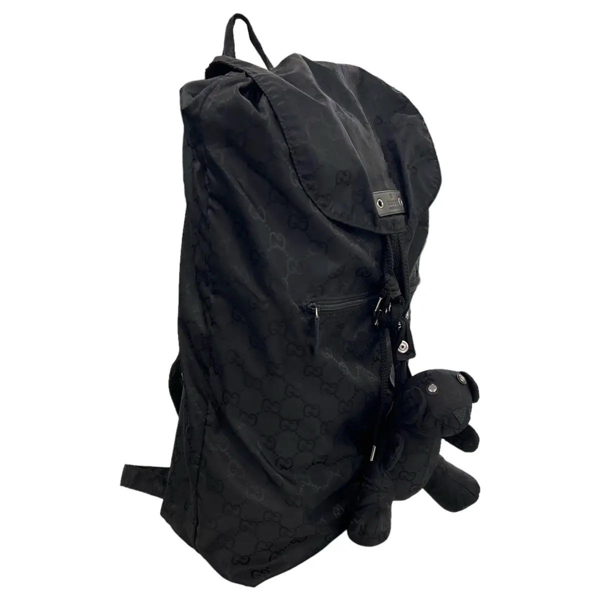 Gucci Monogram Nylon Bear Charm Backpack Black | eBay