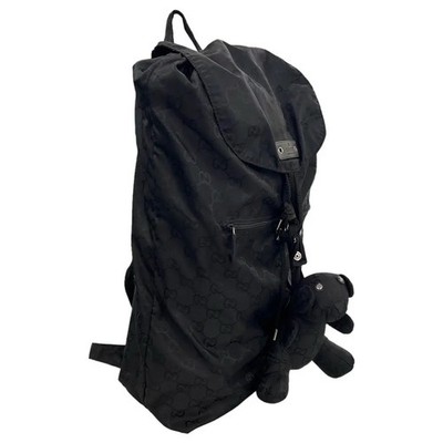 GUCCI ナイロン バックパック ブラック Gucci Monogram Nylon Bear Charm Backpack Black | eBay
