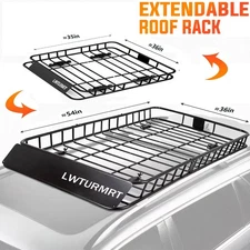54" Heavy Duty Steel Roof Rack Basket Lockable Cargo Carrier for SUV/Truck
