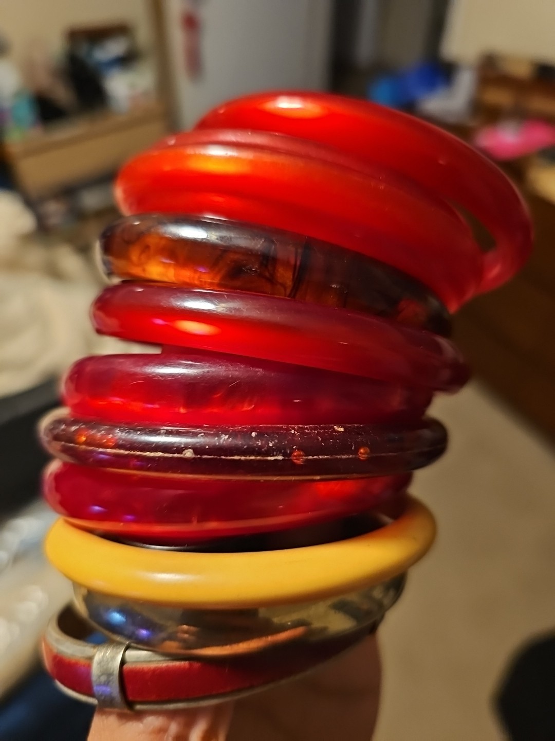 Vintage Stackable Bakelite Bangle Bracelets Multi… - image 2