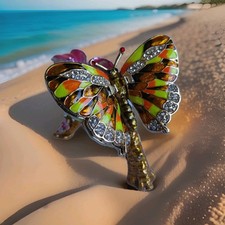 Yellow Monarch Butterfly Trinket Box