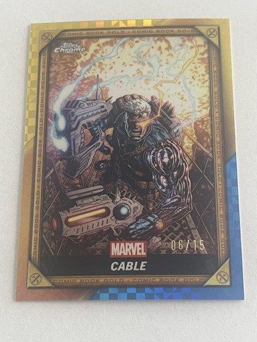 2025 Topps Marvel Deadpool Chrome Cable Comic Book Gold Yellow Blue #6/15
