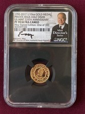 1792-2017 Private Issue Gold Half-Disme 1/10 oz NGC PF70 UC Edmund Moy Signed on The Hot Collector