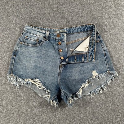 Wild Fable Women Distressed Denim Shorts High Rise Blue Button Fly Size 2  