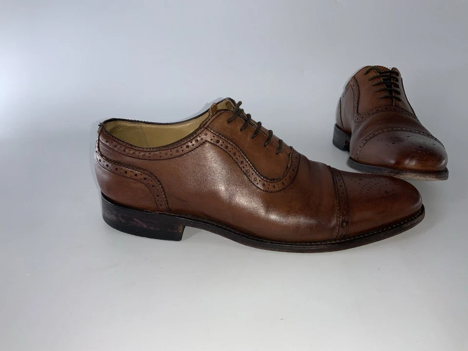 Charles Tyrwhitt Zapatos Oxford Hombres Talla 10 Marrón Brogue Cuero Puntera Inglaterra YGI Foto 3 de 4
