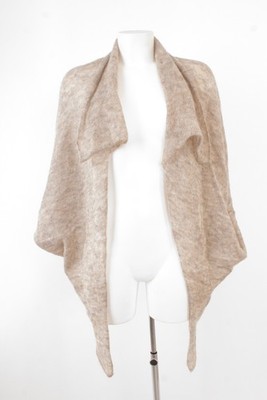 STUDIO ART Damen Cardigan Strickjacke Gr.S Beige Wolle Extra Fein Merinowolle