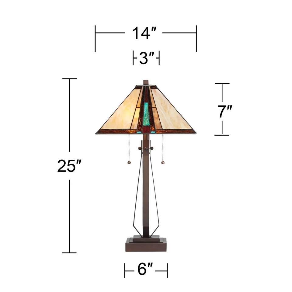Roger Marta Mission Tiffany Style Table Lamp 25" High Bronze Metal for Bedroom - Image 4 of 4