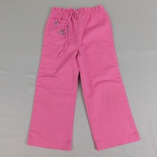 Vintage Toddler Girl's Garanimal Floral Embroidered Pants - 4T, Pink 8973