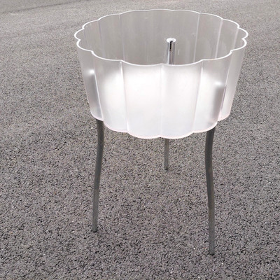 Vintage 90s IKEA Hattan Side Table Clear Plastic Three Metal Legs Indoor Outdoor