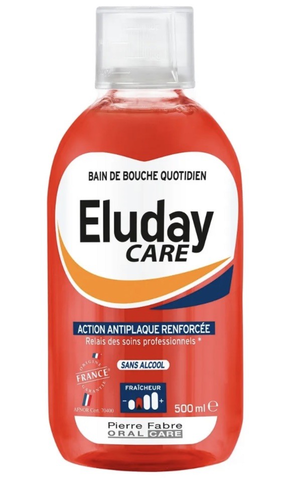 Bain de bouche quotidien Eluday Care lot de 2 flacons de 500ml pour l'hygiene dentaire