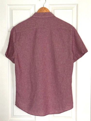 Camicia uomo Banana Republic misto lino slim fit rossa manica corta taglia M - Foto 2 di 9