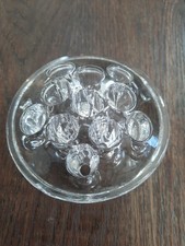 Vintage Clear Glass Flower Frog 11 Hole Round Floral Arranger 3  