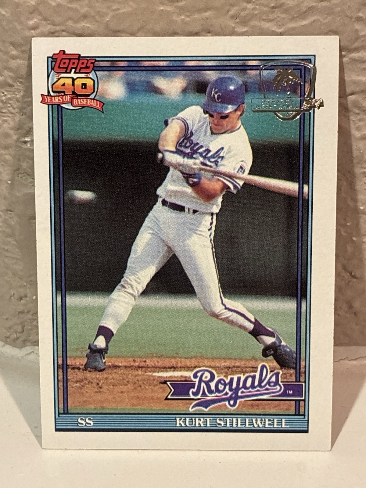 1991 Topps Desert Shield #478 Kurt Stillwell Kansas City Royals Wax Stain B