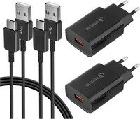 Usb LadegeräT 18W 3A Qc 3.0 SchnellladegeräT Mit Usb C Ladekabel FüR Smartphones