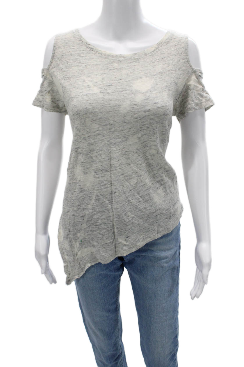 Generation Love Womens Basic Gray Linen T-Shirt S… - image 1