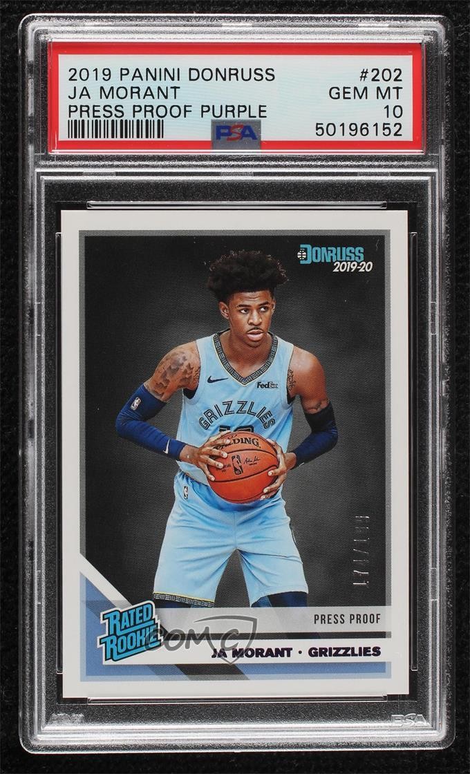 2019 Donruss Rated Rookie Press Proof Purple /199 Ja Morant PSA 10 GEM MT 0an5