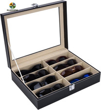 Leather 8 Piece Eyeglasses Storage and Sunglass Glasses Display Case Organizer