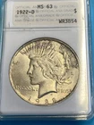 1922-D Peace Dollar ANA Graded MS63 Old Holder