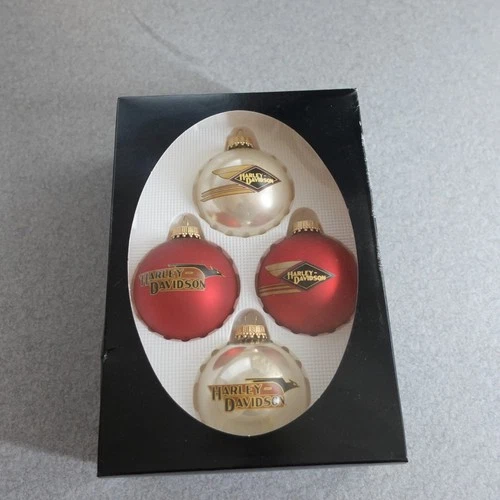 Harley Davidson 96887-06V Christmas Ornament Set Red and Silver Ornaments