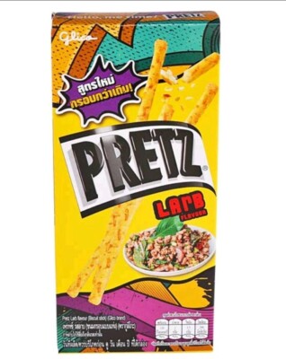 GLICO  PRETZ SNACK Biscuits Thai dish LARB Flavour 25g x6
