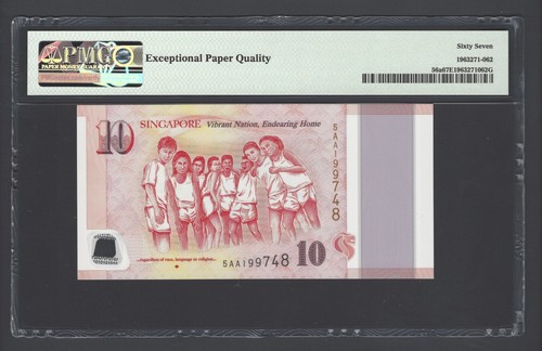 Singapore 10 Dollars 2015 P56a Uncirculated Grade 67 - Picture 2 of 2
