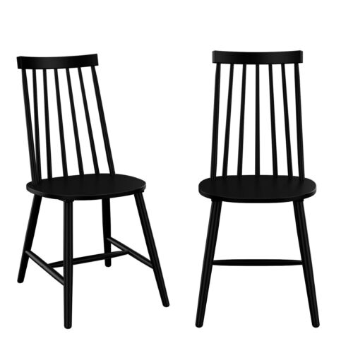 Set of 2 Black Wooden Spindle Dining Chairs - Cami CMM008