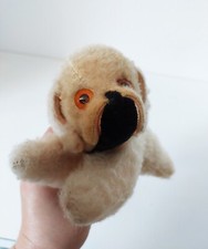 Vintage Steiff  Pekingese / Bulldog dog toy, beige mohair, 19 cm 7.5" laying