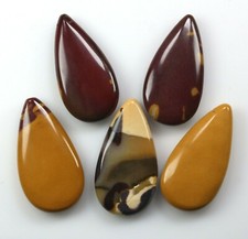 Five 5 Mookaite Jasper Teardrop Beads 20x40mm Deep Rich Coloring Mookite