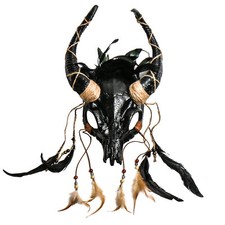 Black Antelope Devil Skull Mask with Horns for Halloween Masquerade