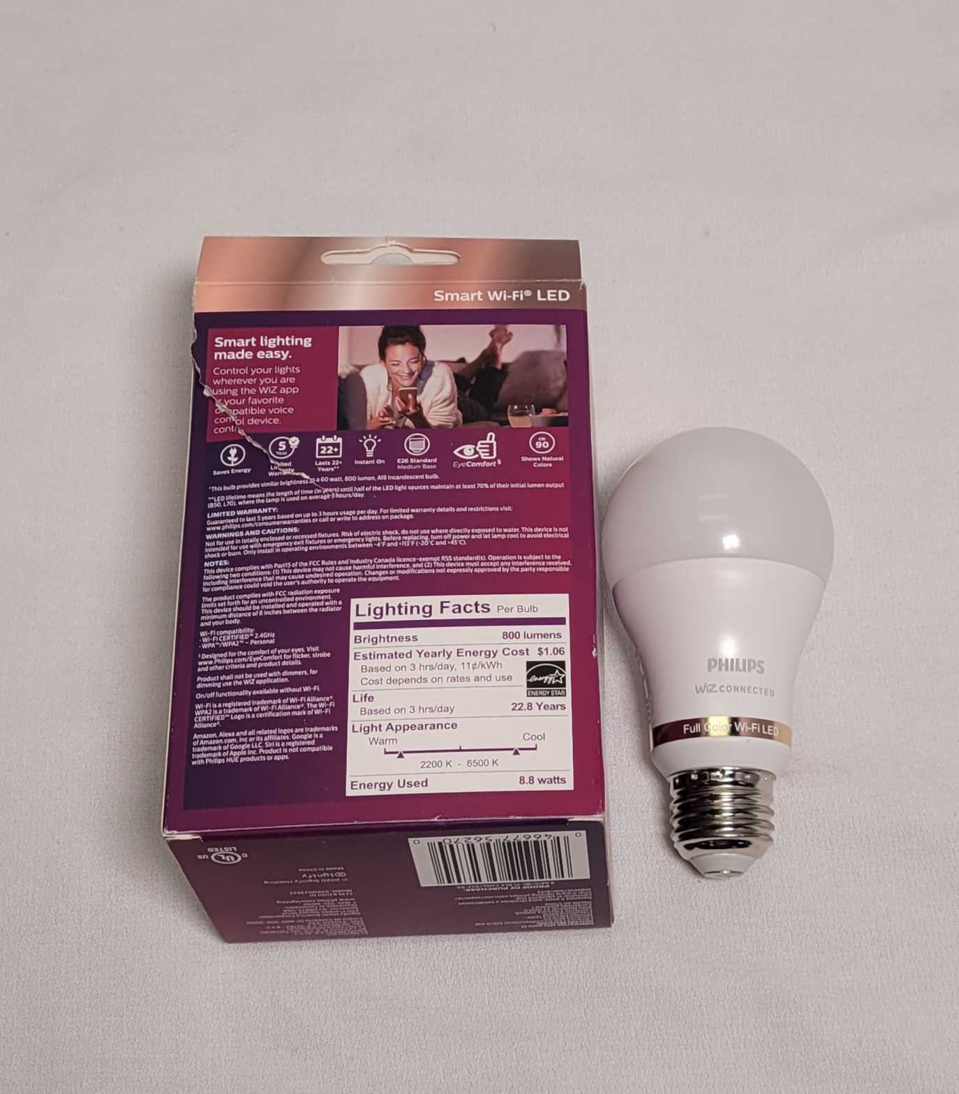 Philips LED Full Color Warm Cool Wi-fi Wiz Smart Dimmable 60w Watt A19 for  sale online | eBay