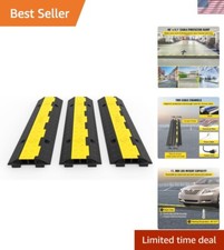 Heavy-Duty Rubber Cable Protector Ramp - 11000lbs Capacity in 3-Pack Design